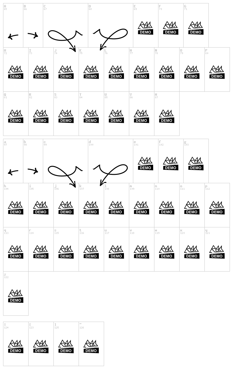 Mosku font map